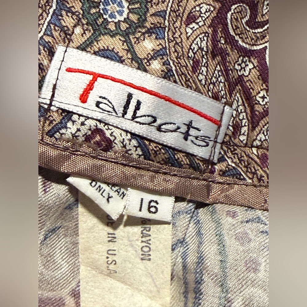 Vintage 90s Talbots Long Pleated‎ Paisley Skirt Women’s 16 Midi USA whimsygoth - Picture 5 of 16